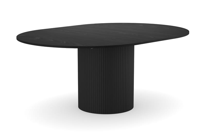 Kopparbo Rundt Spisebord 130 cm Utvidbart med tilleggsplate - Svart Tre / Riflet - Møbler - Bord - Spisebord & kjøkkenbord