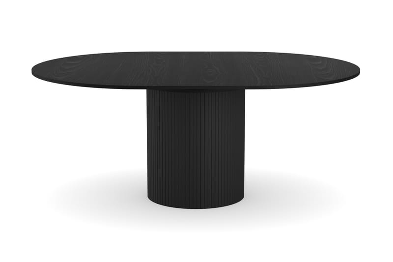 Kopparbo Rundt Spisebord 130 cm Utvidbart med tilleggsplate - Svart Tre / Riflet - Møbler - Bord - Spisebord & kjøkkenbord