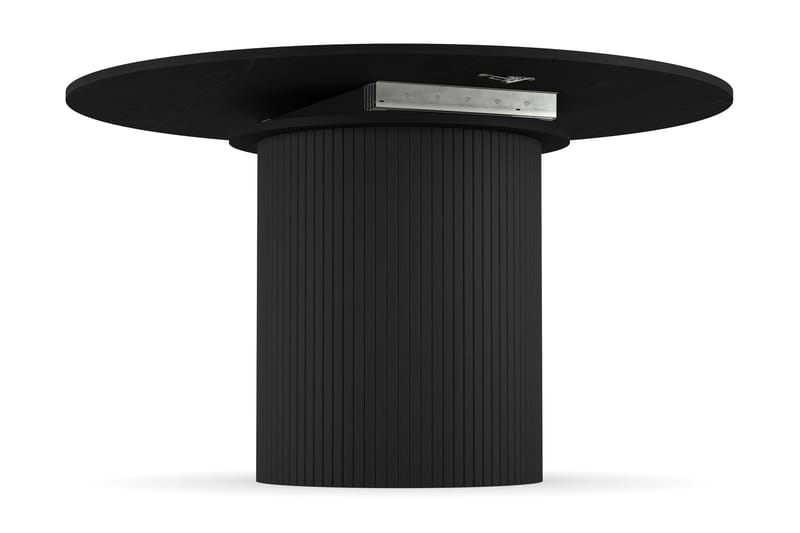 Kopparbo Rundt Spisebord 130 cm Utvidbart med tilleggsplate - Svart Tre / Riflet - Møbler - Bord - Spisebord & kjøkkenbord