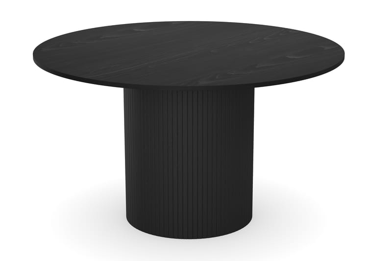 Kopparbo Rundt Spisebord 130 cm Utvidbart med tilleggsplate - Svart Tre / Riflet - Møbler - Bord - Spisebord & kjøkkenbord