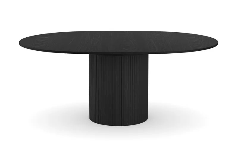 Kopparbo Rundt Spisebord 130 cm Utvidbart med tilleggsplate - Svart Tre / Riflet - Møbler - Bord - Spisebord & kjøkkenbord