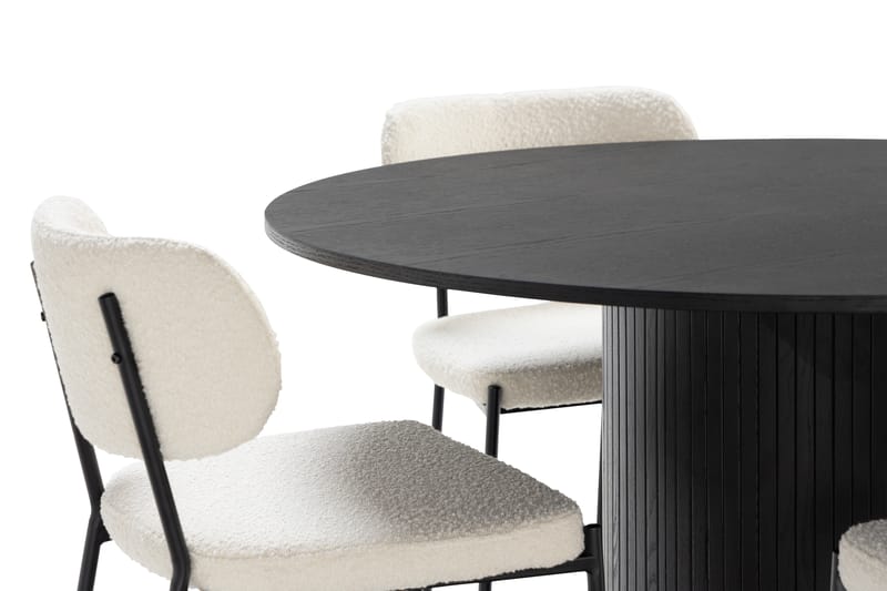Kopparbo Spisebord Runt 130 cm med 4 Gemmiano Spisestoler - Svart - Spisegrupper