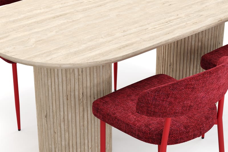 Kopparbo Spisebord Travertin-look med 4 stk Jairam Matstkolar - Beige - Møbler - Bord - Spisegrupper