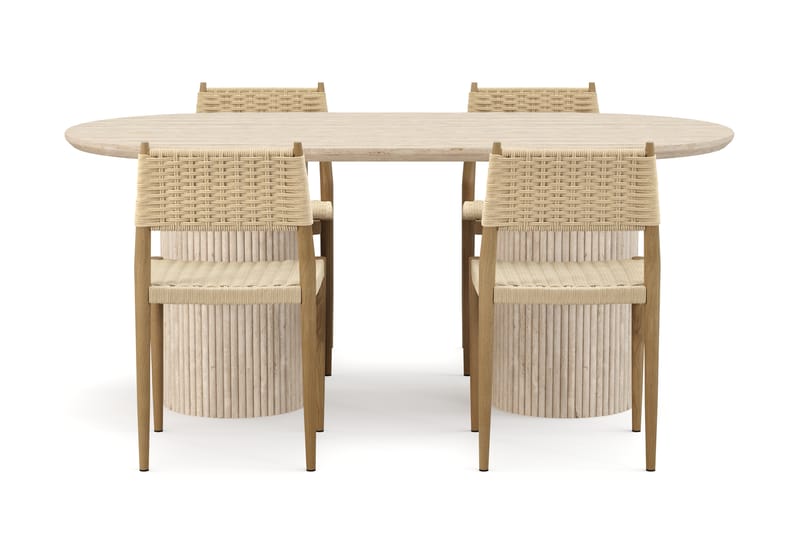 Kopparbo Spisebord Travertin-look med 4 stk Jamna Matstkolar - Beige - Møbler - Bord - Spisegrupper