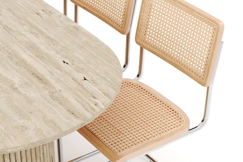 Kopparbo Spisebord Travertin-look med 6 stk Build Matstkolar - Beige - Møbler - Bord - Spisegrupper