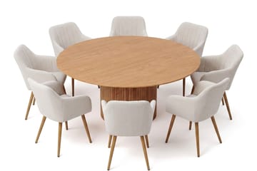 Kopparbo spisegruppe, rund 180 cm, eik med 8 Filippa spisestoler - Eik - Møbler - Bord - Spisegrupper