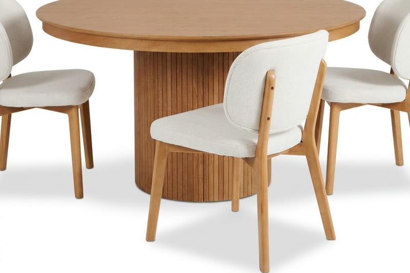 Kopparbo spisegruppe, uttrekkbar og rund, 120–220 cm i eik med 4 Eira spisestoler - Eik - Møbler - Bord - Spisegrupper