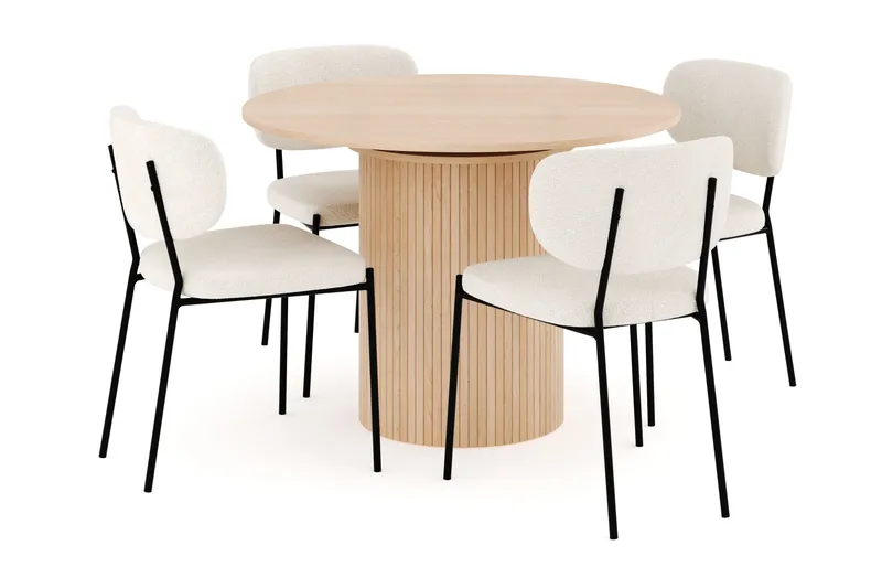 Kopparbo Spisegruppe 106 cm Forlengbar med 4 Gemmiano Spisestoler, Whitewash