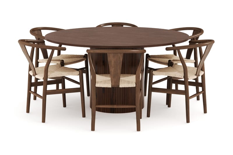 Kopparbo Spisegruppe 150 cm med 6 Dastoori Spisestoler - Valnøtt - Møbler - Bord - Spisegrupper