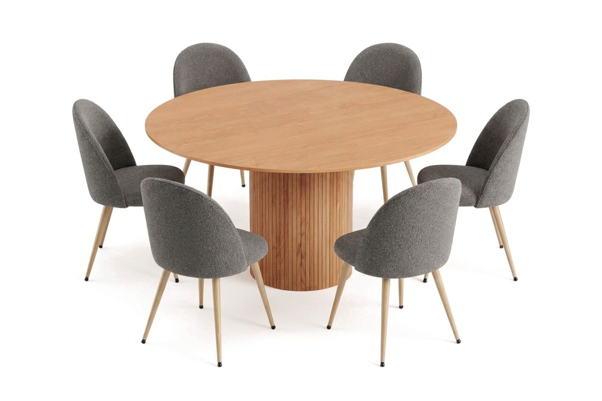 Kopparbo Spisegruppe 150 cm rund med 6 Nibe Plus Spisestoler - Eik