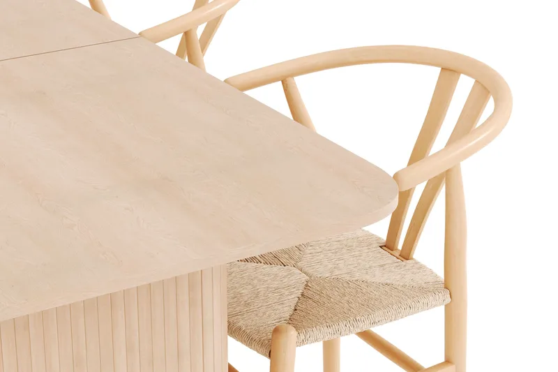 Kopparbo Spisegruppe 180-240 cm Forlengbar med 4 Dastoori Spisestoler - Whitewash - Møbler - Bord - Spisegrupper