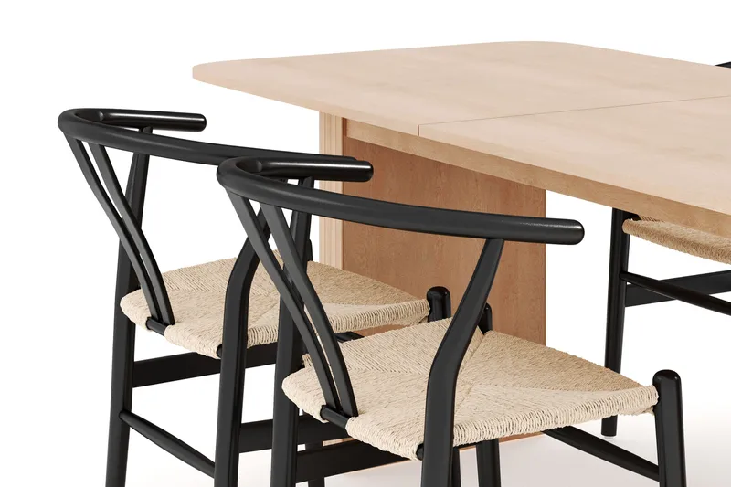 Kopparbo Spisegruppe 180-240 cm Forlengbar med 4 Dastoori Spisestoler - Whitewash - Møbler - Bord - Spisegrupper