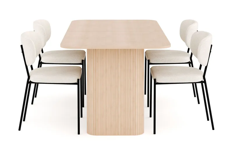 Kopparbo Spisegruppe 180-240 cm Forlengbar med 4 Gemmiano Spisestoler - Whitewash - Møbler - Bord - Spisegrupper