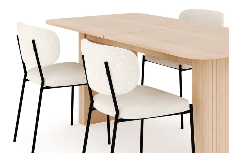 Kopparbo Spisegruppe 180-240 cm Forlengbar med 4 Gemmiano Spisestoler - Whitewash - Møbler - Bord - Spisegrupper