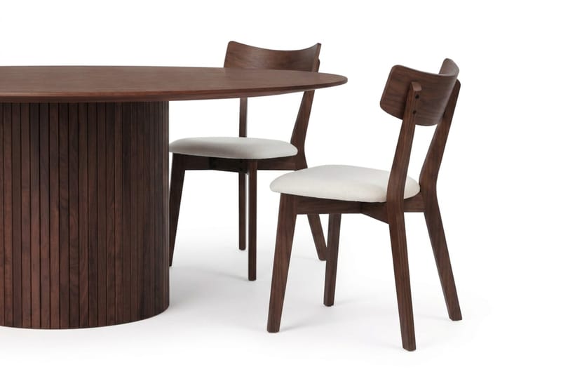 Kopparbo spisegruppe 180 cm rund i valnøtt med 8 Amelia spisestoler med pute - Valnøtt/beige - Møbler - Bord - Spisegrupper