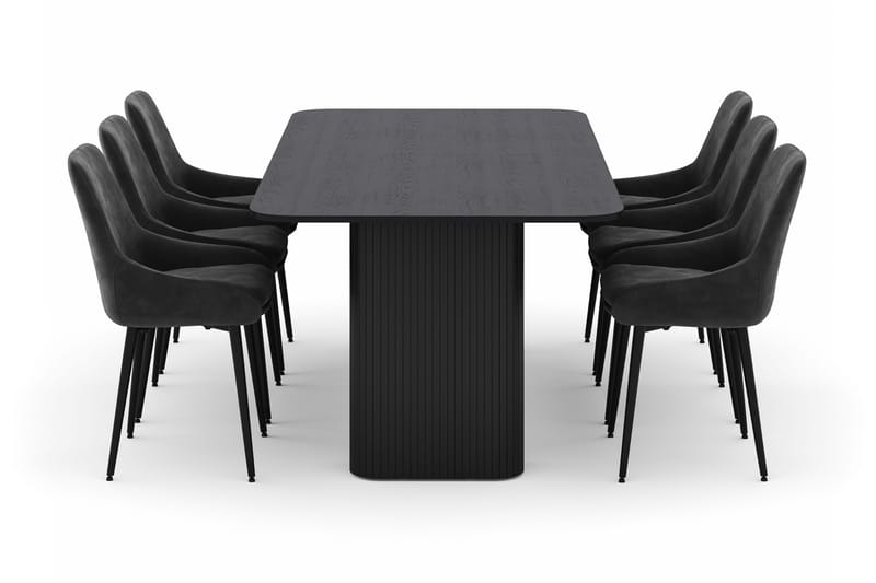 Kopparbo Spisegruppe 200-206cm med 6 Alsarp Spisestoler - Svart - Møbler - Bord - Spisegrupper