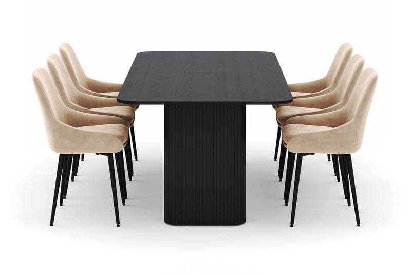 Kopparbo Spisegruppe 200-206cm med 6 Alsarp Spisestoler - Svart - Møbler - Bord - Spisegrupper