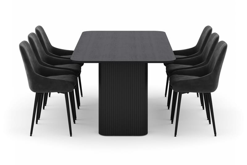 Kopparbo Spisegruppe 200-206cm med 6 Alsarp Spisestoler - Svart - Møbler - Bord - Spisegrupper
