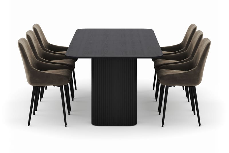 Kopparbo Spisegruppe 200-206cm med 6 Alsarp Spisestoler - Svart - Møbler - Bord - Spisegrupper