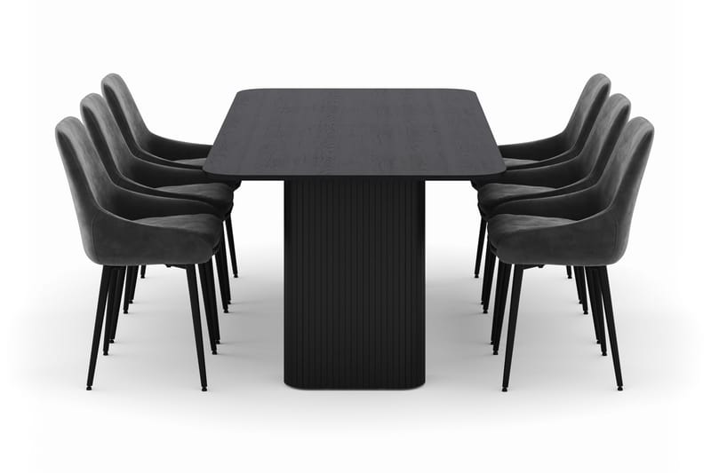 Kopparbo Spisegruppe 200-206cm med 6 Alsarp Spisestoler - Svart - Møbler - Bord - Spisegrupper