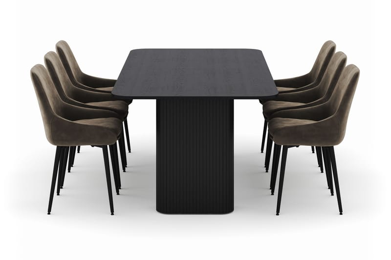 Kopparbo Spisegruppe 200-206cm med 6 Alsarp Spisestoler - Svart - Møbler - Bord - Spisegrupper