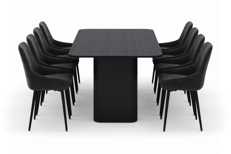 Kopparbo Spisegruppe 200-206cm med 8 Alsarp Spisestoler - Svart - Møbler - Bord - Spisegrupper
