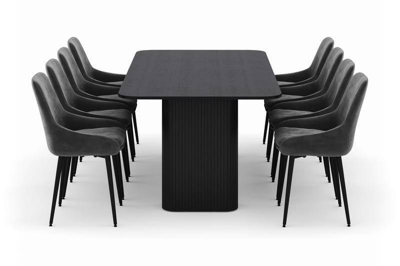 Kopparbo Spisegruppe 200-206cm med 8 Alsarp Spisestoler - Svart - Møbler - Bord - Spisegrupper