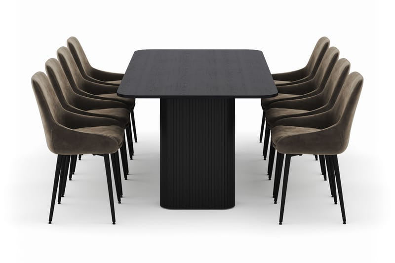 Kopparbo Spisegruppe 200-206cm med 8 Alsarp Spisestoler - Svart - Møbler - Bord - Spisegrupper