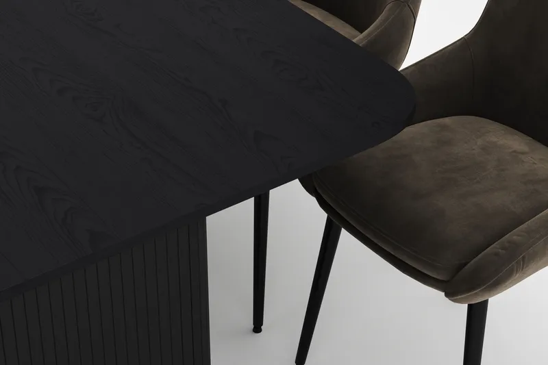 Kopparbo Spisegruppe 200-206cm med 8 Alsarp Spisestoler - Svart - Møbler - Bord - Spisegrupper