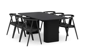 Kopparbo Spisegruppe 200-260 cm Uttrekkbart med 6 Cytie Spisestoler med armlener - Svart - Møbler - Bord - Spisegrupper