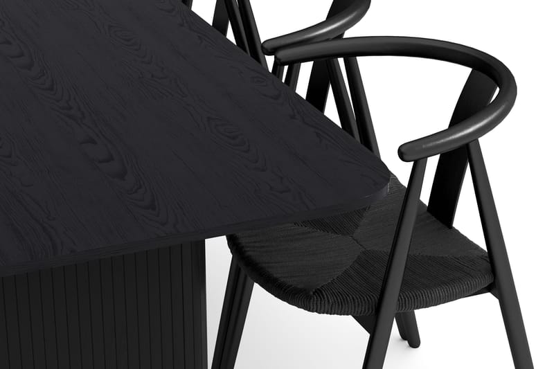 Kopparbo Spisegruppe 200-260 cm Uttrekkbart med 6 Cytie Spisestoler med armlener - Svart - Møbler - Bord - Spisegrupper