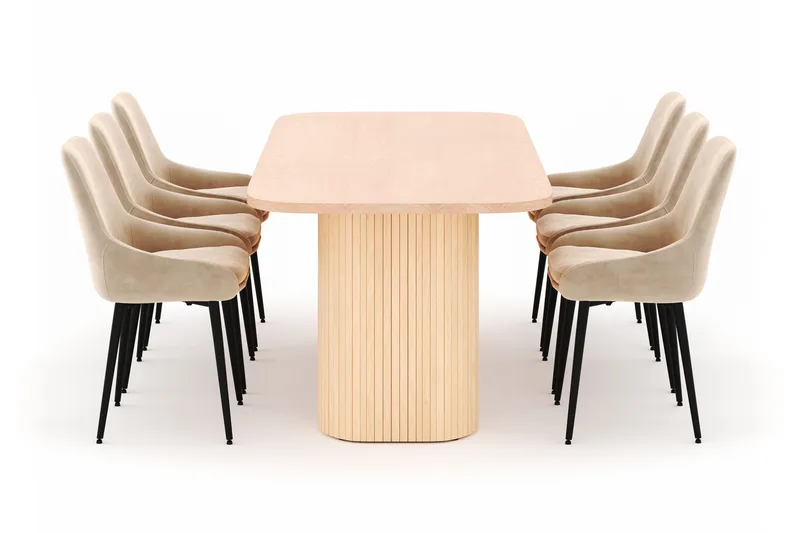 Kopparbo Spisegruppe 200x90cm med 6 Alsarp Spisestoler - Naturell - Møbler - Bord - Spisegrupper