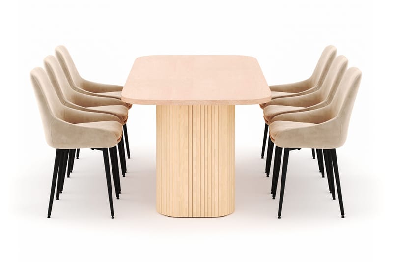 Kopparbo Spisegruppe 200x90cm med 6 Alsarp Spisestoler - Naturell - Møbler - Bord - Spisegrupper