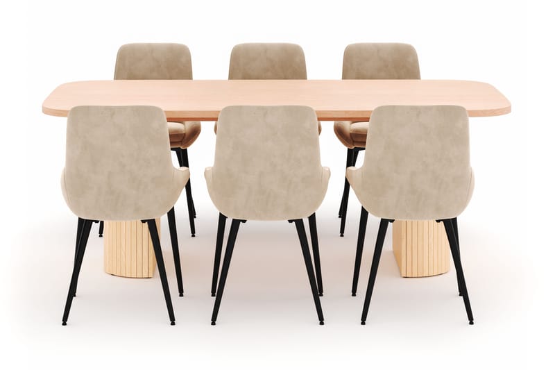 Kopparbo Spisegruppe 200x90cm med 6 Alsarp Spisestoler - Naturell - Møbler - Bord - Spisegrupper