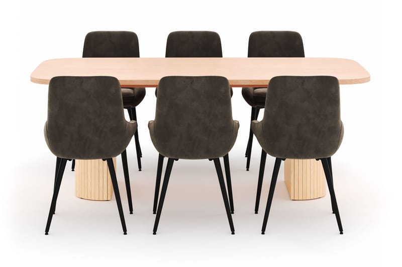 Kopparbo Spisegruppe 200x90cm med 6 Alsarp Spisestoler - Naturell - Møbler - Bord - Spisegrupper