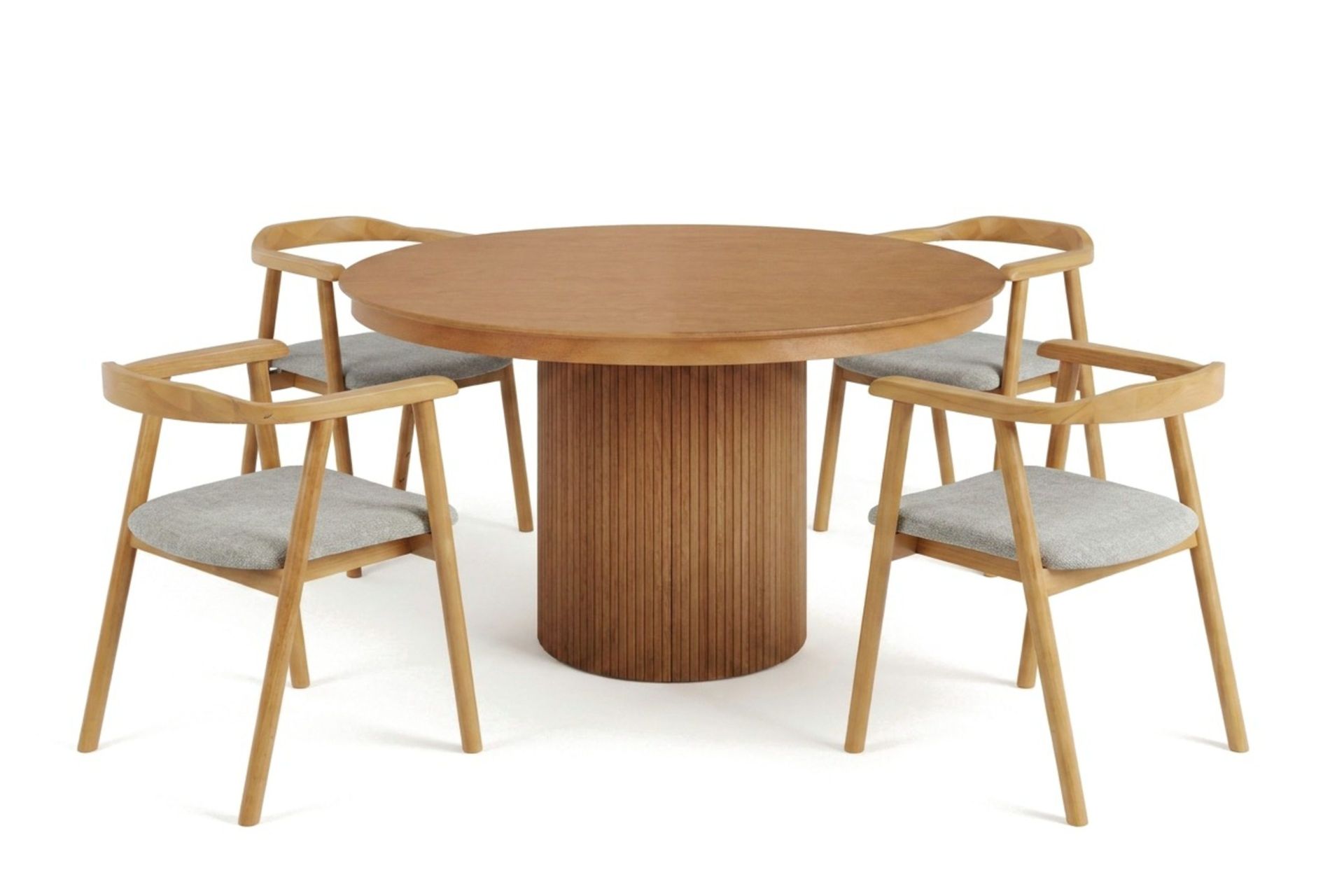 Kopparbo spisegruppe forlengbar rund 120–220 cm eik med 4 Jolie spisestoler -