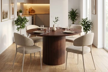 Kopparbo Spisegruppe med rundt bord 110 cm og 4 Sawako Spisestoler - Valnøtt - Møbler - Bord - Spisegrupper