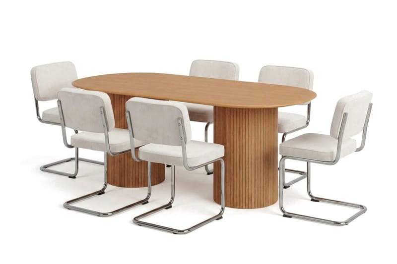 Kopparbo spisegruppe oval 180 cm eik med 6 Milva spisestoler - Eik - Møbler - Bord - Spisegrupper