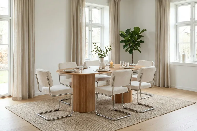 Kopparbo spisegruppe oval 180 cm eik med 6 Milva spisestoler - Eik - Møbler - Bord - Spisegrupper
