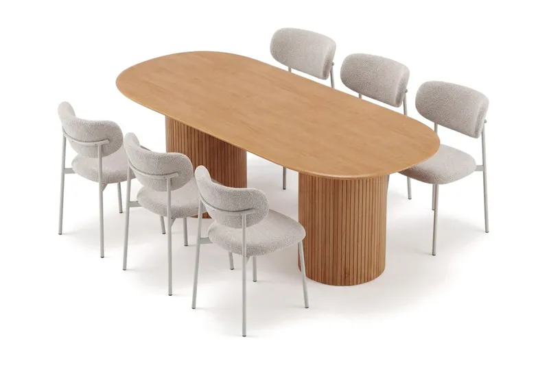Kopparbo Spisegruppe oval 180 cm med 6 Lucy Spisestoler - Eik - Møbler - Bord - Spisegrupper