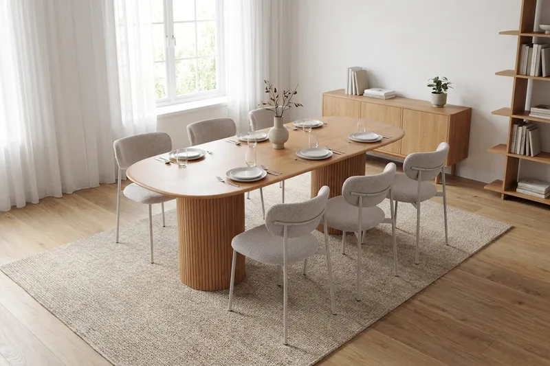 Kopparbo Spisegruppe oval 180 cm med 6 Lucy Spisestoler - Eik - Møbler - Bord - Spisegrupper