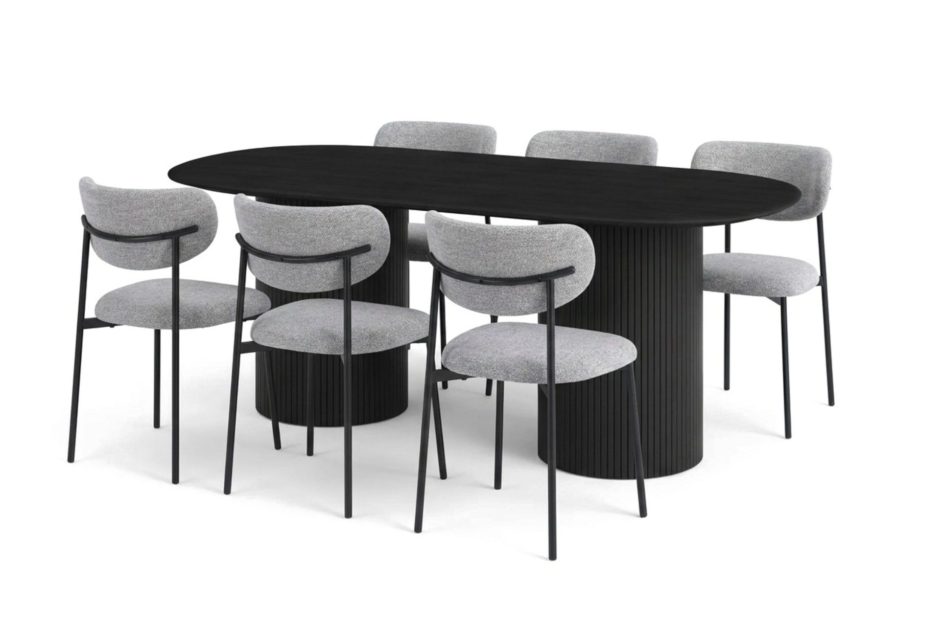 Kopparbo Spisegruppe oval 180 cm med 6 Lucy Spisestoler - Svartlasert eik