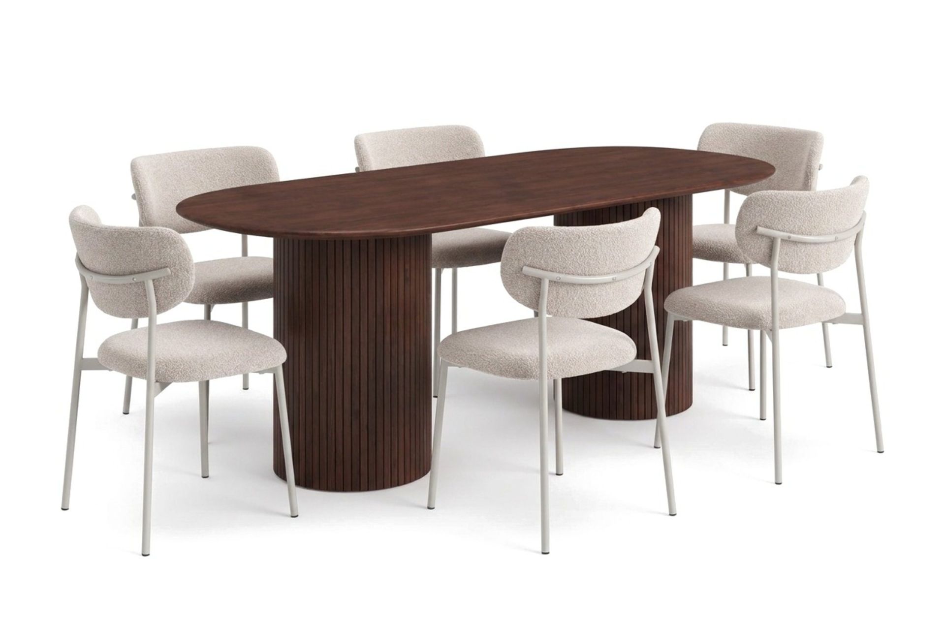 Kopparbo Spisegruppe oval 180 cm med 6 Lucy Spisestoler - Valnøtt