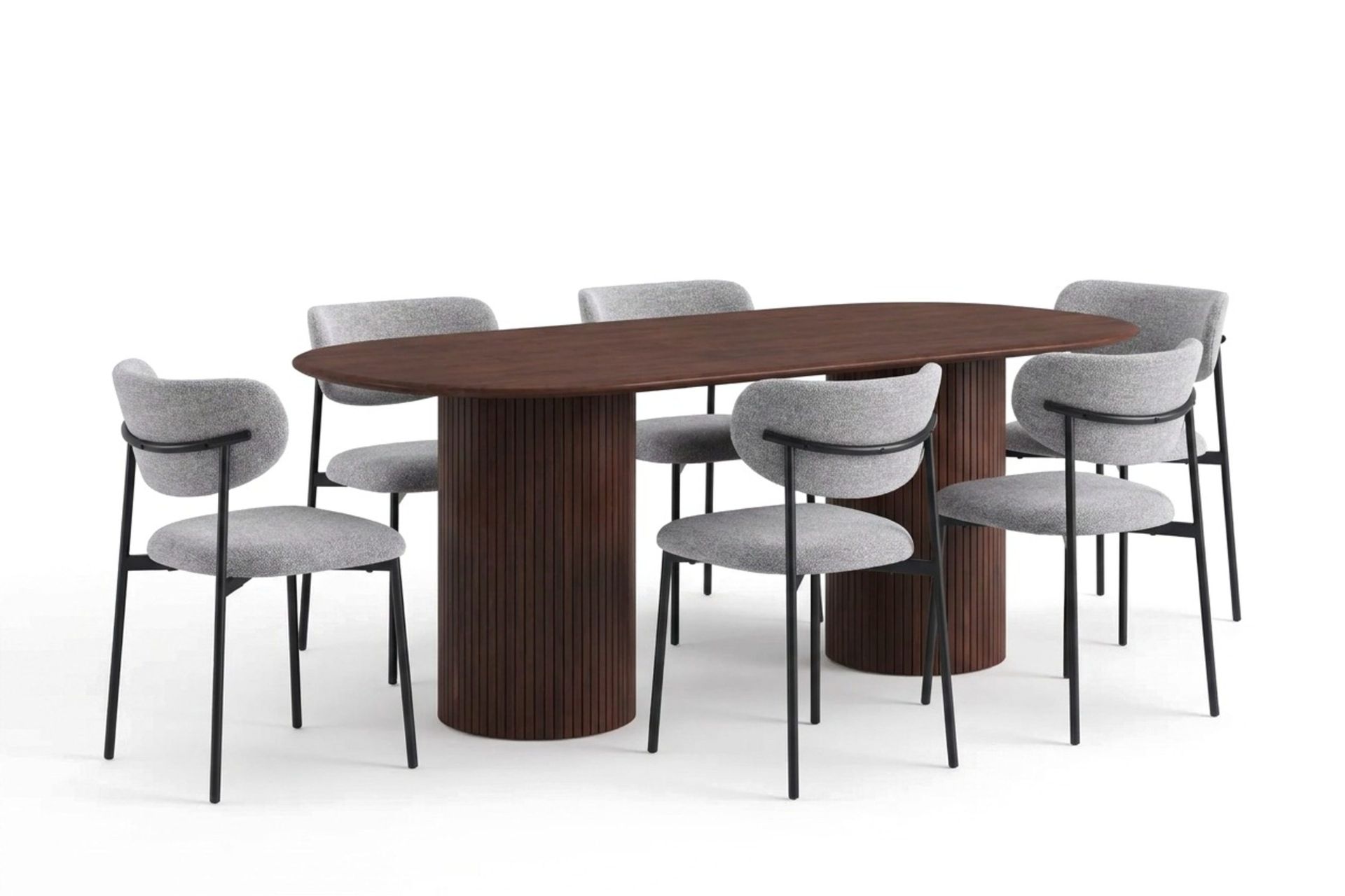 Kopparbo Spisegruppe oval 180 cm med 6 Lucy Spisestoler - Valnøtt