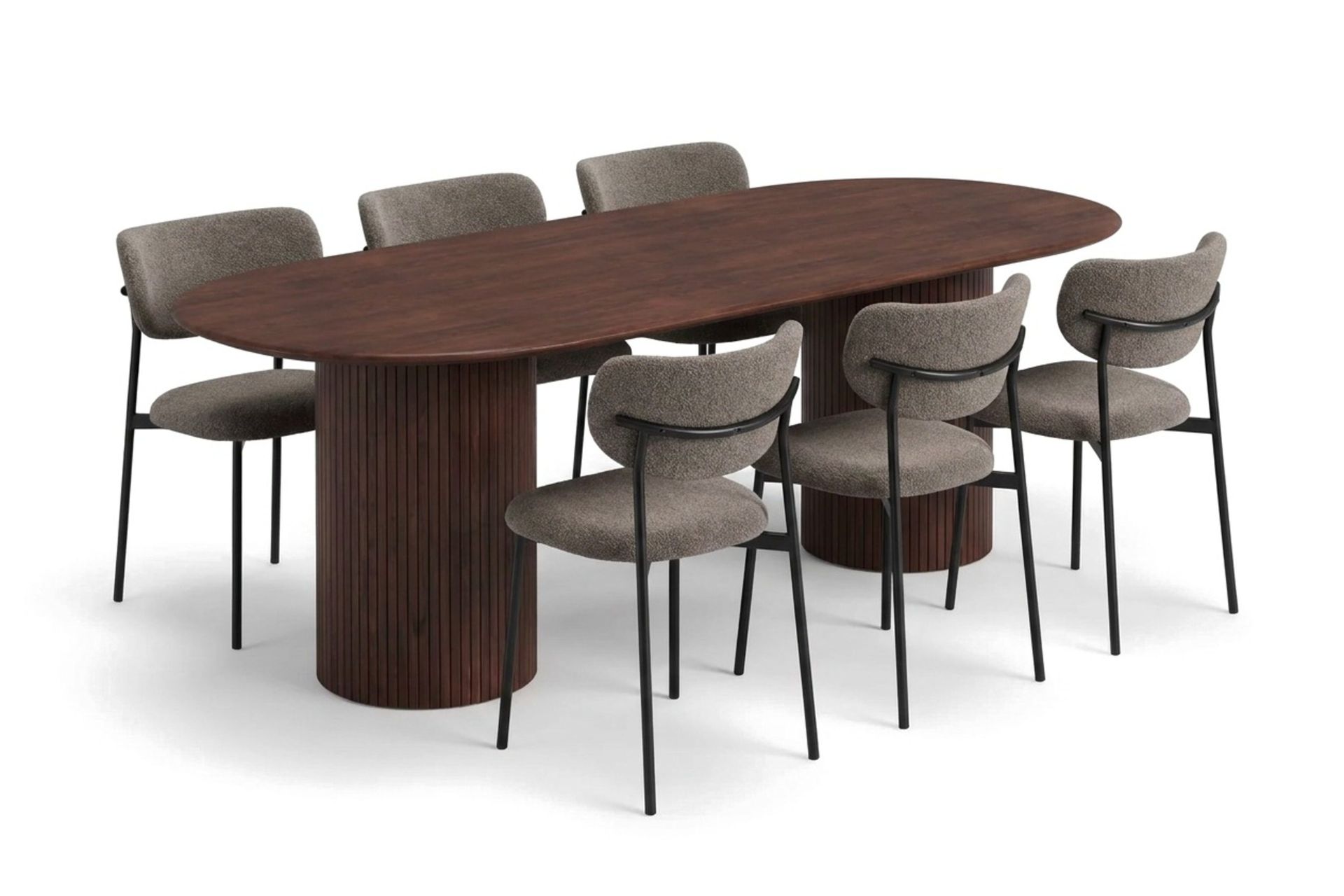 Kopparbo Spisegruppe oval 180 cm med 6 Lucy Spisestoler - Valnøtt