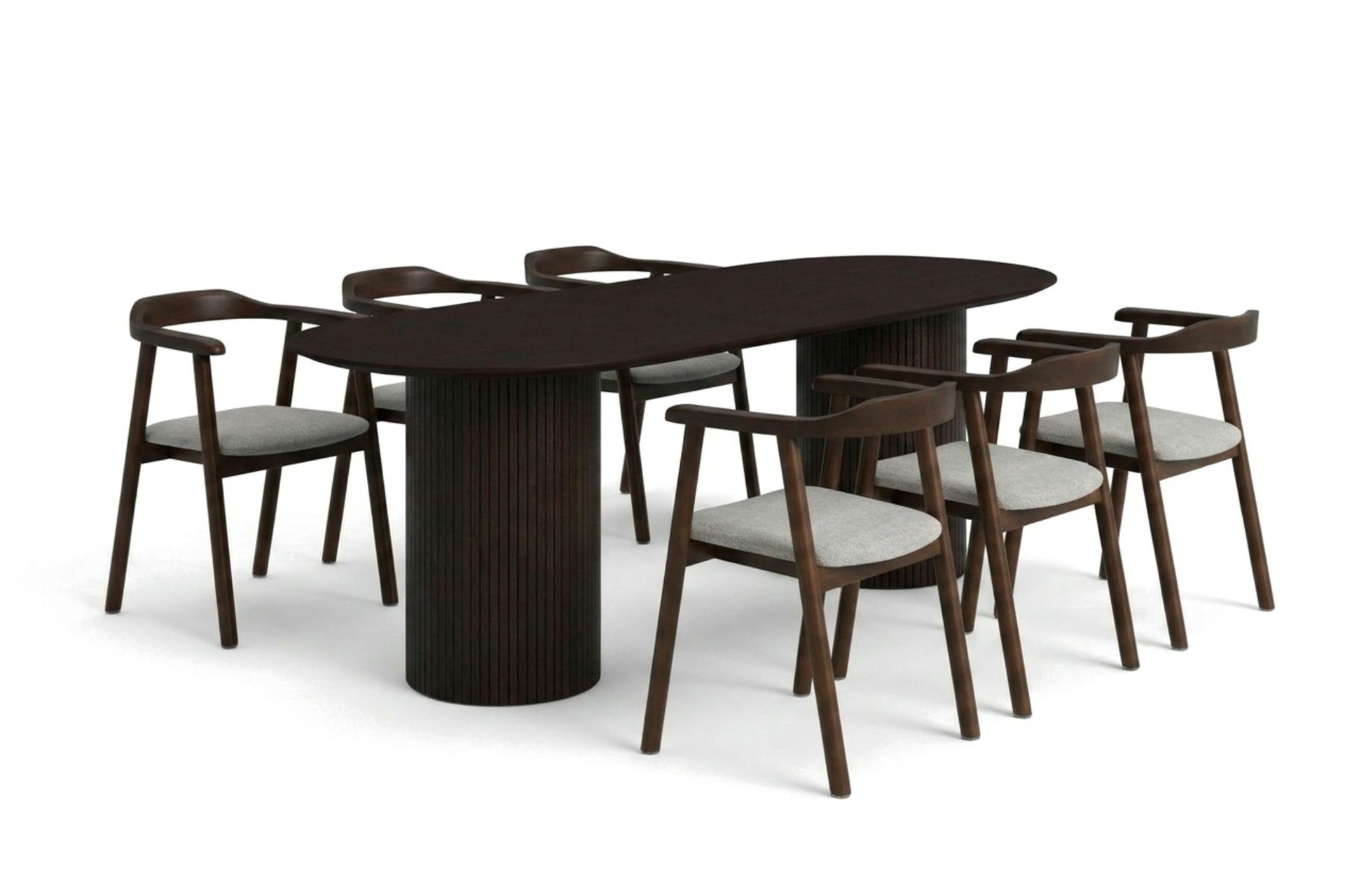 Kopparbo spisegruppe oval 180 cm røkt eik med 6 Jolie spisestoler -