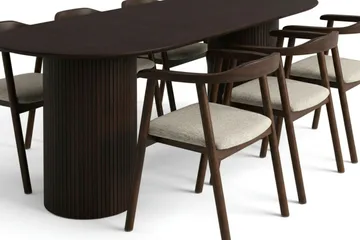 Kopparbo spisegruppe oval 180 cm røkt eik med 6 Jolie spisestoler - Møbler - Bord - Spisegrupper