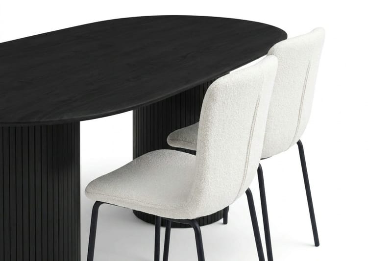 Kopparbo spisegruppe oval 180 cm svart med 6 Katy spisestoler - Svart - Møbler - Bord - Spisegrupper
