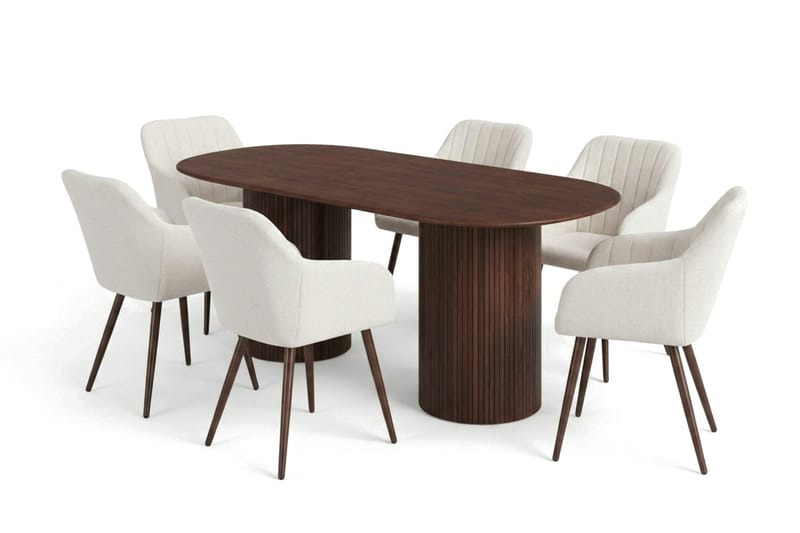 Kopparbo spisegruppe oval 180 cm valnøtt med 6 Filippa spisestoler - Valnøtt - Møbler - Bord - Spisegrupper