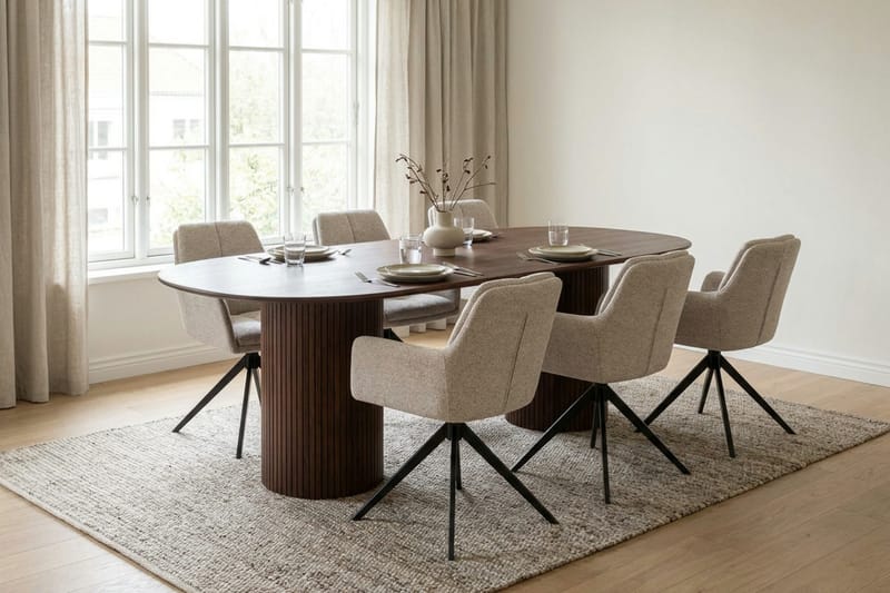 Kopparbo spisegruppe oval 180 cm valnøtt med 6 Torsby spisestoler - Valnøtt - Møbler - Bord - Spisegrupper
